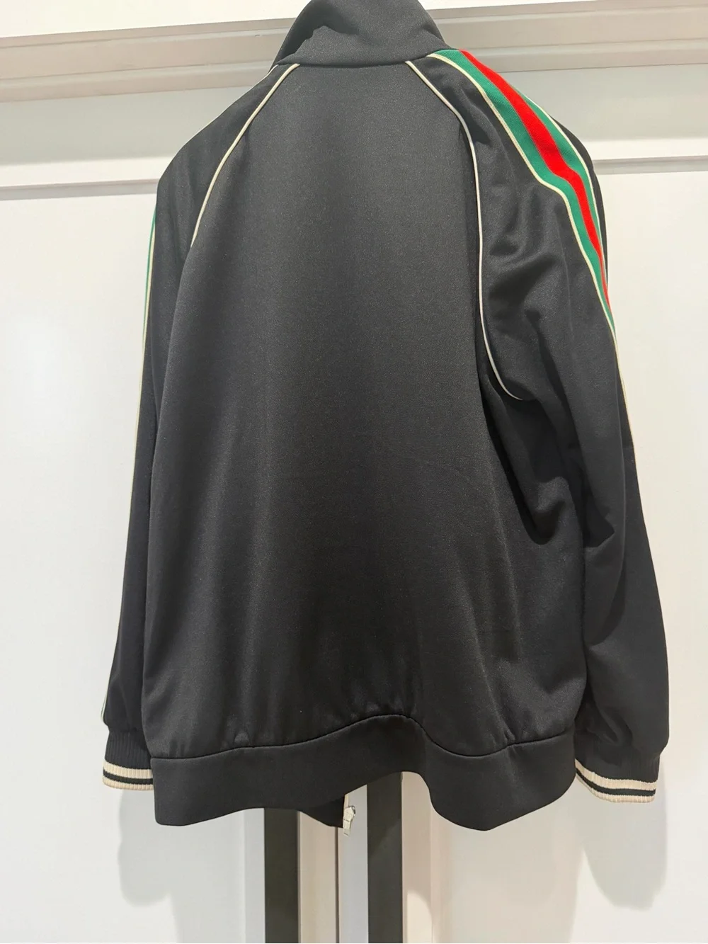 Gucci Black Zip-Front Track Jacket with Red & Green Stripe Pant Set